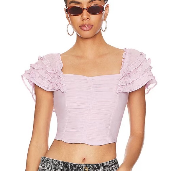 Free People x Revolve Thank You Very Sweetly Top in Blush Lilac Pink size Large - Picture 2 of 6